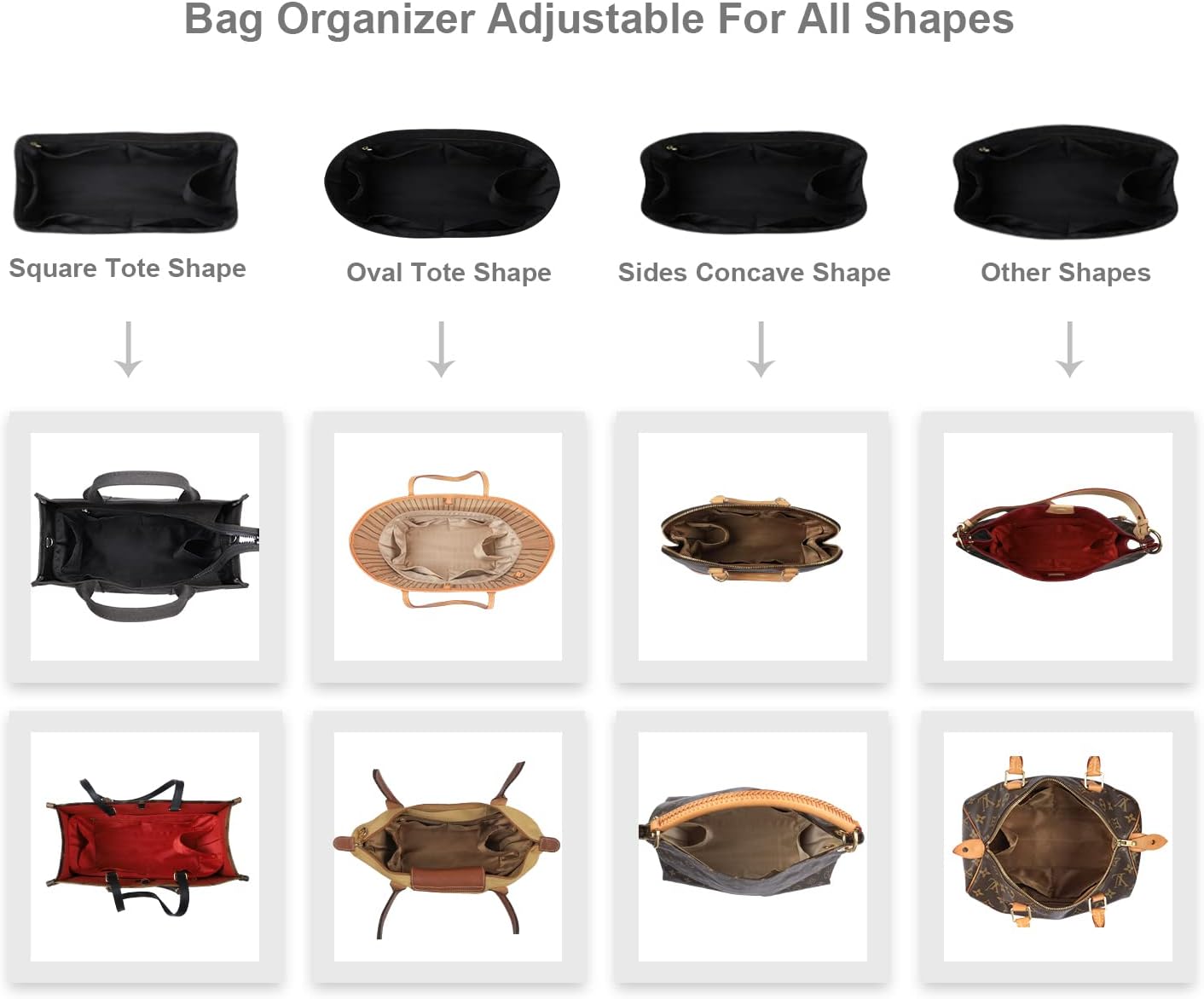 ZTUJO Purse Organizer Insert For Handbags, Silk Purse Organizer with Zipper, Silky Smooth, Bag Organizer For Speedy Neverfull Tote,onthego,Artsy, 6 Sizes (Medium, Silky Black) - Image 6