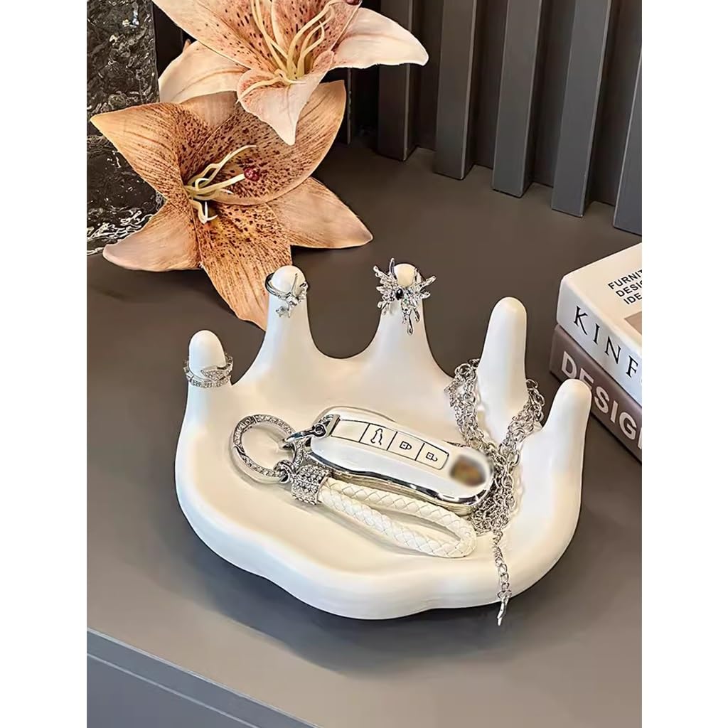 Bandeja de joyería cosmética para decoración de Mesa de Centro, Organizador de Llaves, teléfono, Monedas, Relojes, Soporte para Dulces, Bandeja para Llaves, Escultura de Palma de c