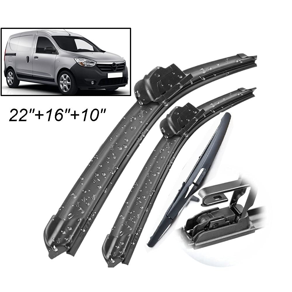 22 "16" 10 "3 Pz/set Anteriore Posteriore Tergicristallo Spazzole Set Per R&enault Per Dokker 2015 2014 2013 2012 Parabrezza