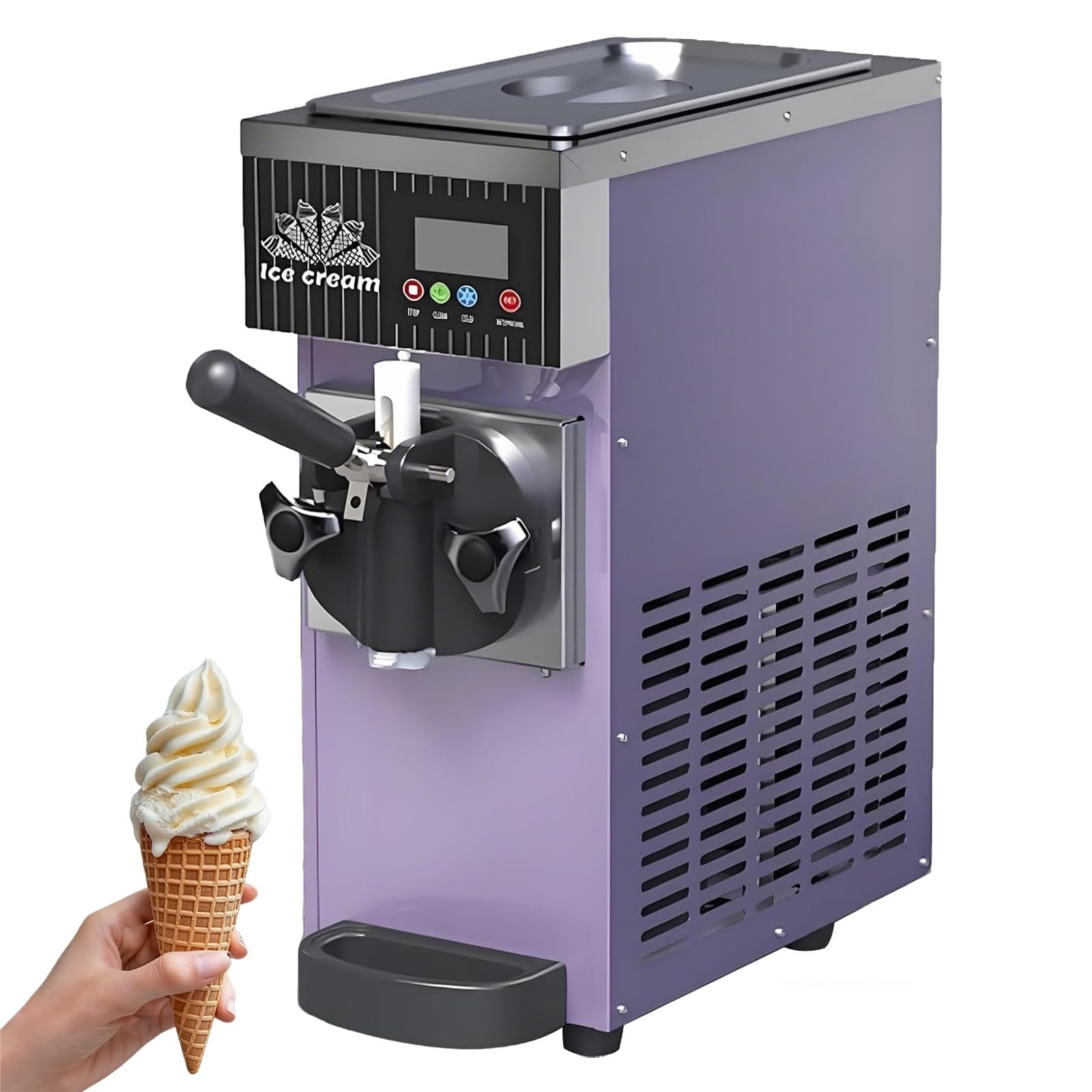 Máquina Para Hacer Helados Soft Serve Mono Sabor - 450/750W, 2.5L/3.5L, Preenfriamiento Integrado, Auto Clean, Pantalla LCD Táctil, Heladera Comercial Compacta Para Negocios(Purple,450W)
