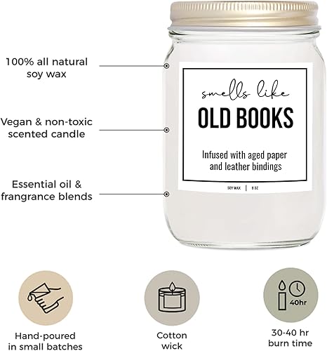 Miniatura 2 de YouNique Designs Book Lovers Candle - Velas de soja blanca para el hogar, regalos para amantes de los libros para mujeres, velas divertidas de