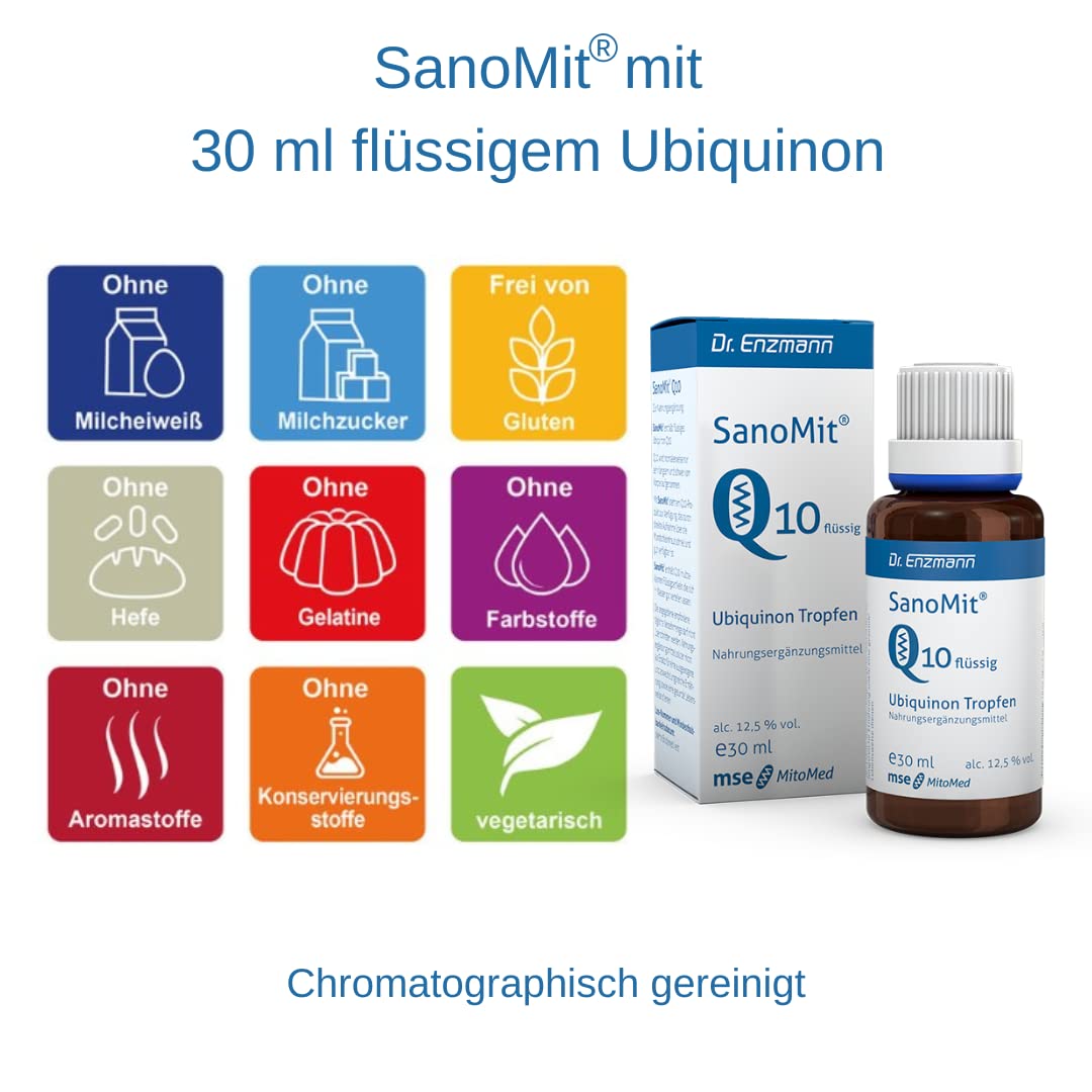 SanoMit flüssiges Ubiquinon Kaneka Coenzym Q10 (2 x 30ml & 1 x 10ml) Tropfen, hochdosiert, liposomal vegan, Dr Enzmann