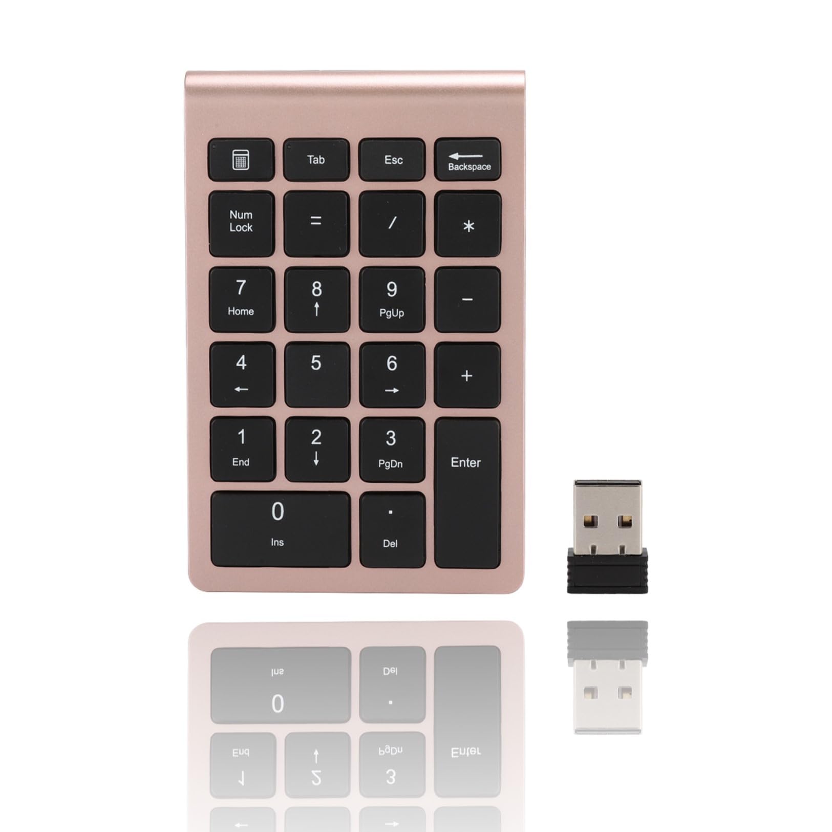 Vvikizy 22 Key Numeric Keypad with Receiver, Numeric Keypad 80 Hour Use Time, Mini Keyboard Ergonomic Design, 2.4G (Rose Gold)