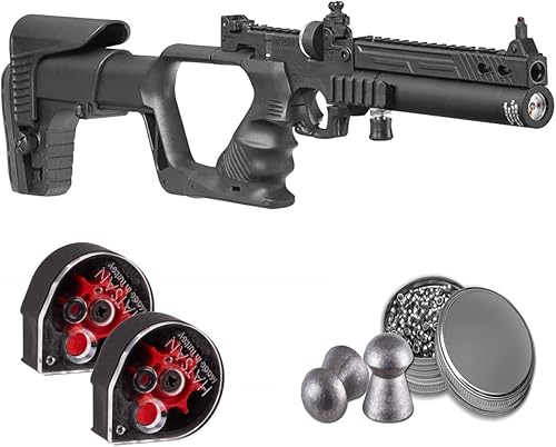 Hatsan Jet III PCP Carbine Air Rifle Air Pistol Combo, Lightweight Adjustable Pneumatic Air Gun, 3 Calibers Available, Hatsan Pellet Bundle