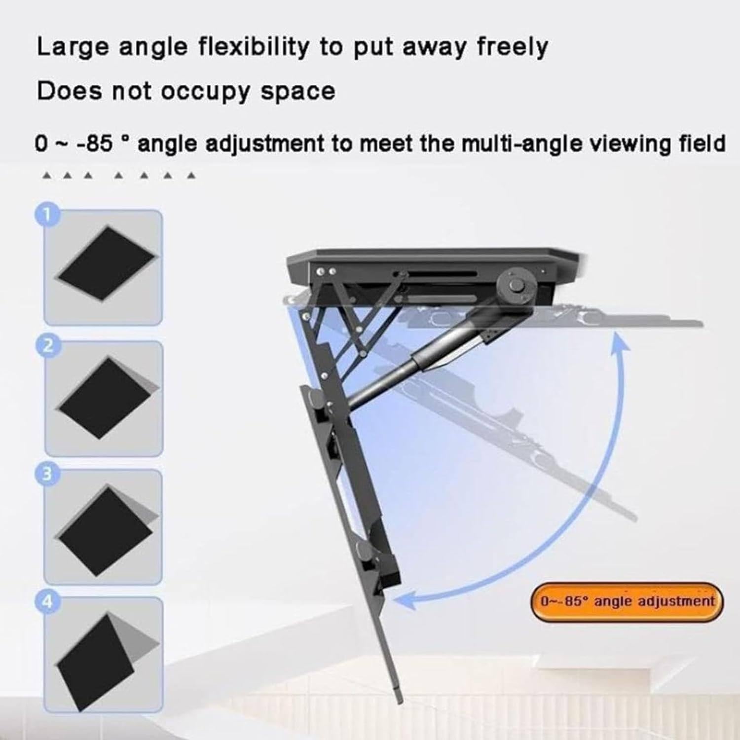 Soporte TV Techo Motorizado,Soporte TV Motorizado,Apto 50-90 Pulgadas,ángulo 0-85°,Mando a Distancia con Memoria,Carga Máxima 80kg,para Techos Rectos E Inclinados,Pantallas Planas Y Curvas