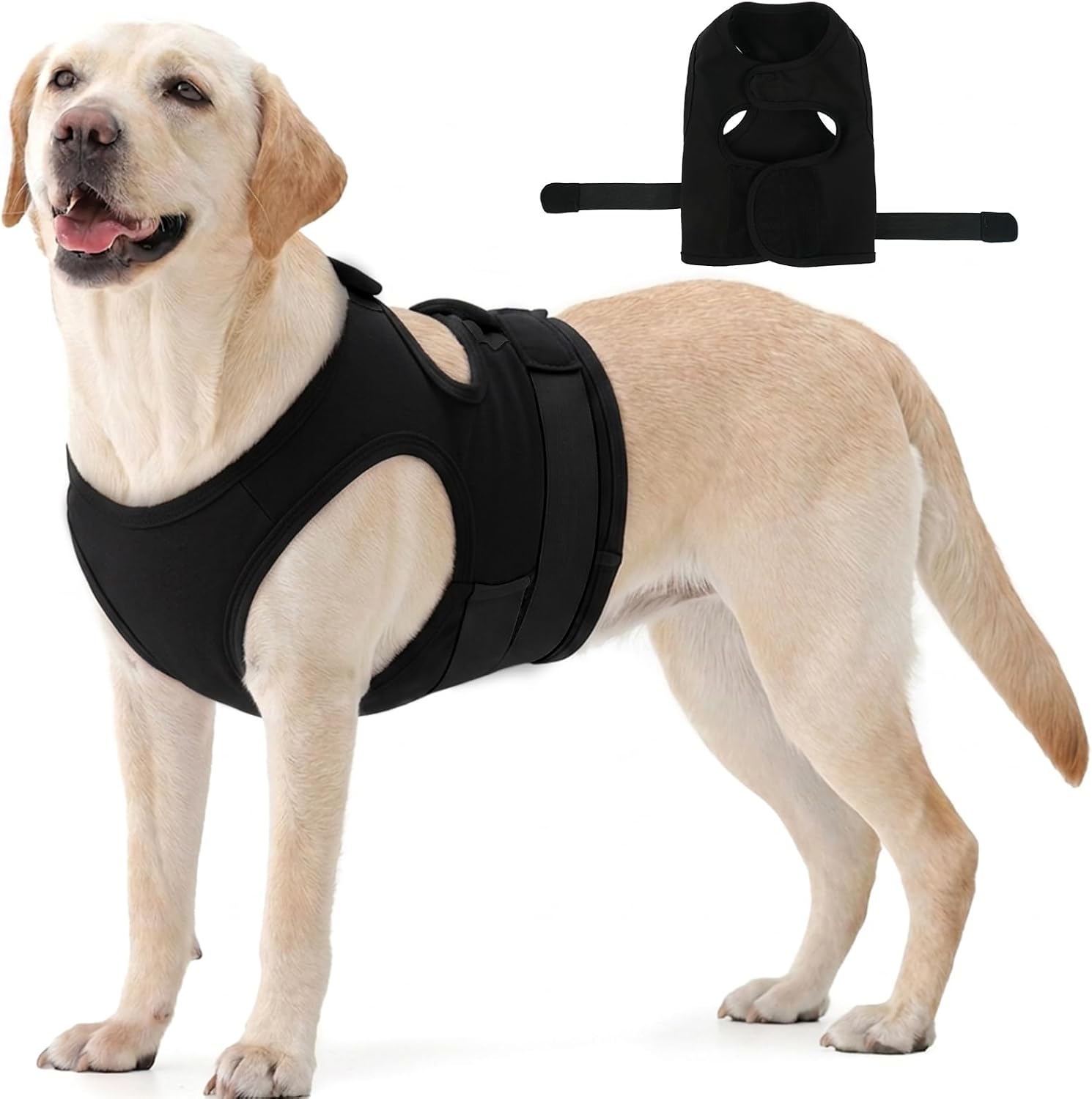 MIGOHI Breathable Dog Anxiety Vest, Soft Calming Vest for Dogs Chest, Anxiety Wraps for Dog Stay Calm in Storm, Fireworks, Separation - Help Dog Feels Safe Stop Shaking & Barking, Black L
