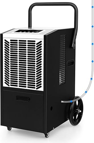 ARLIME Deshumidificador comercial de 163 pintas con bomba y manguera de drenaje, deshumidificador portátil industrial resistente para grandes