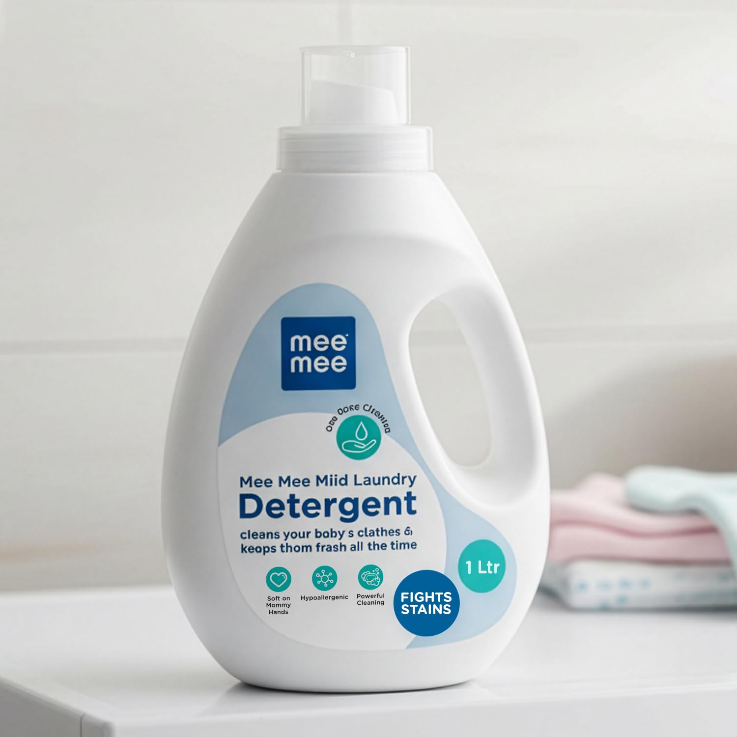 Baby Liquid Detergent 1 L | Ph balanced, Free from Harsh Chemicals, Safe for mother's hands & baby's skin | Anti-Bacterial, Removes Stains & Odor with One Drop, Hypoallergenic