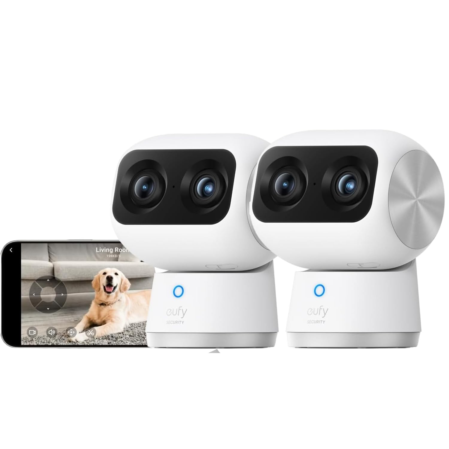 eufy Security Indoor Cam S350 (2 Packs), Dual Cameras, 4K UHD Security Camera with 8× Zoom, 360° Camera, Baby Monitor, Pet Camera, Human/Pet Detection, AI Tracking, 2.4G/5G...