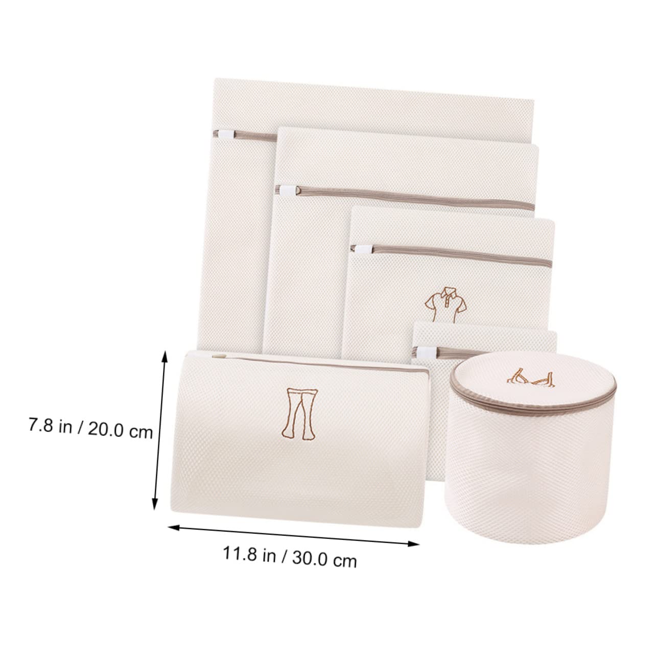 COLLBATH Wäschebeutel 6 Stück Polyester Beige Schützt Kleidung vor Ziehen und Reißverschlüssen für Waschmaschine und Reise