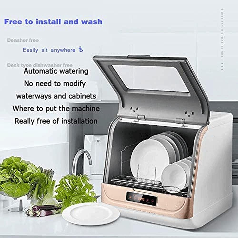 Portable Countertop Dishwasher With Child Lock Air-Dry Function And Led Light With 6 Place Settings And Silverware Basket