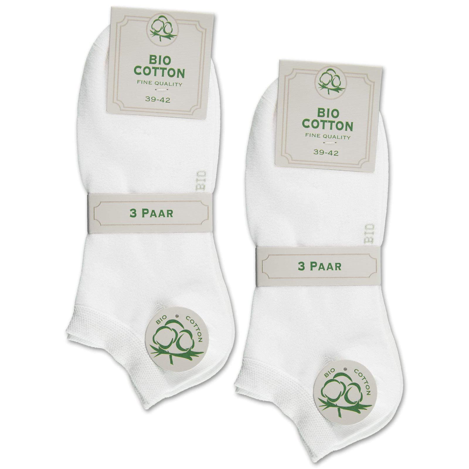 sockenkauf24 6 Paar Sneaker Socken Bio Baumwolle Herren & Damen ohne Naht mit Komfortbund