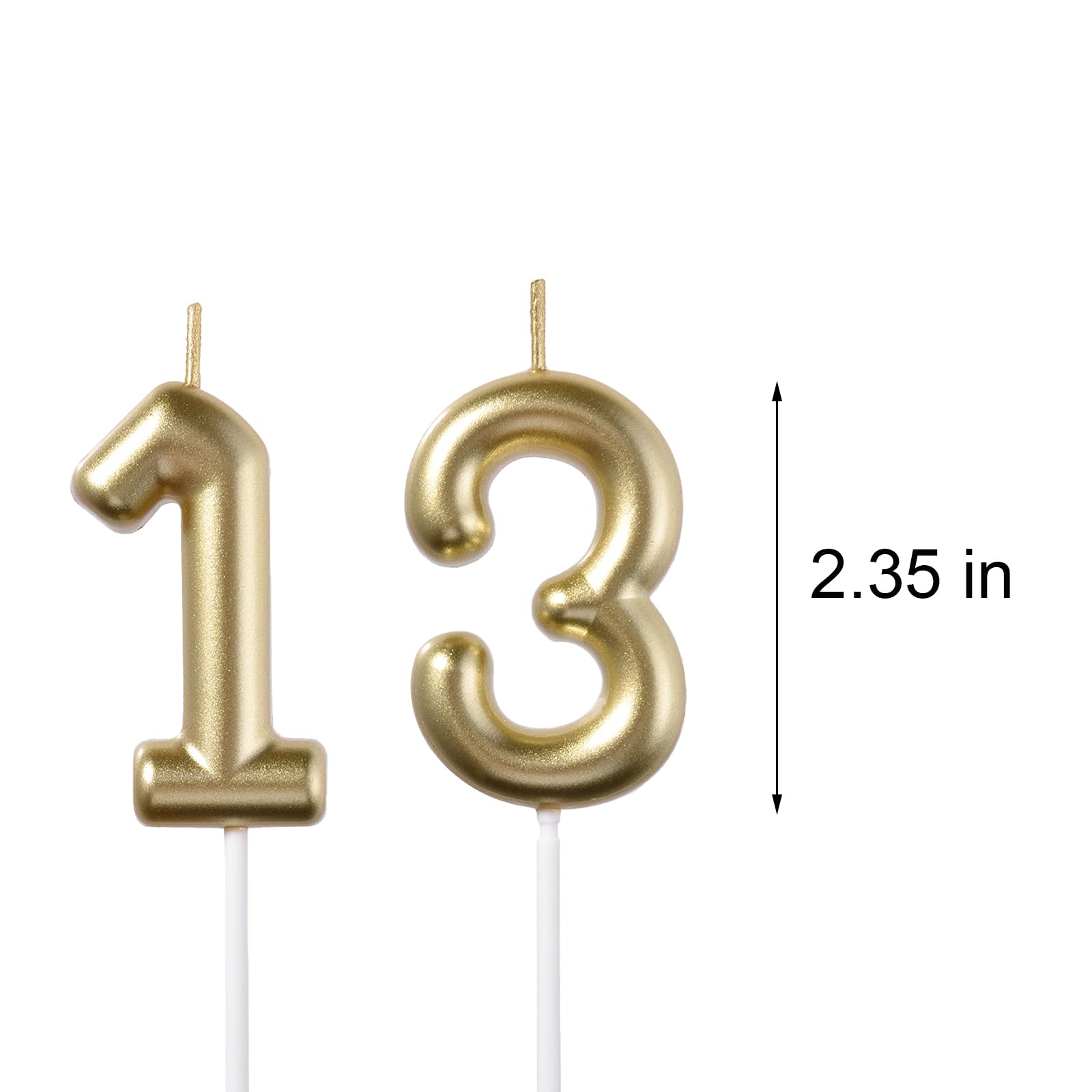 Bougies d'anniversaire dorées 13 et 31 de 6,9 cm - Chiffres 13e et 31e en diamant 3D pour garçons et filles - Décorations de fête à thème