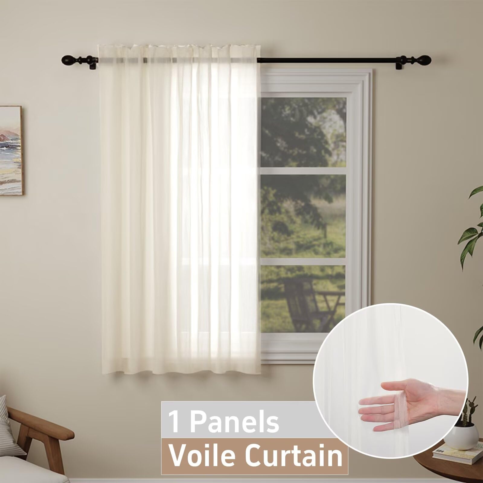 Pacok Beige Voile Curtains - Image 3