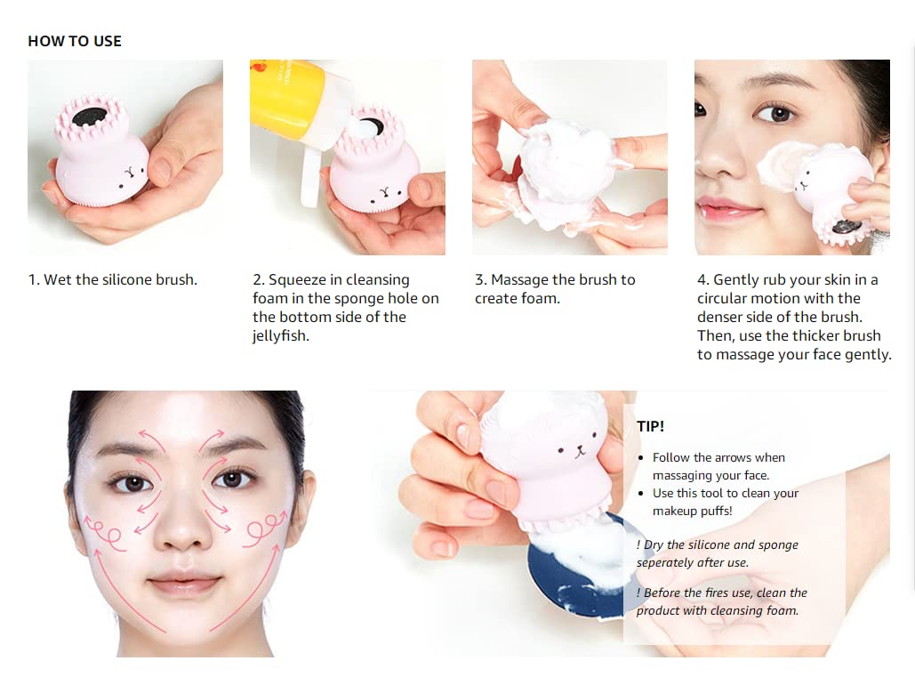 Giffy® Massage Brush Silicone Face Scrubber Exfoliator Soft Cute Octopus Facial Cleansing Brush 2