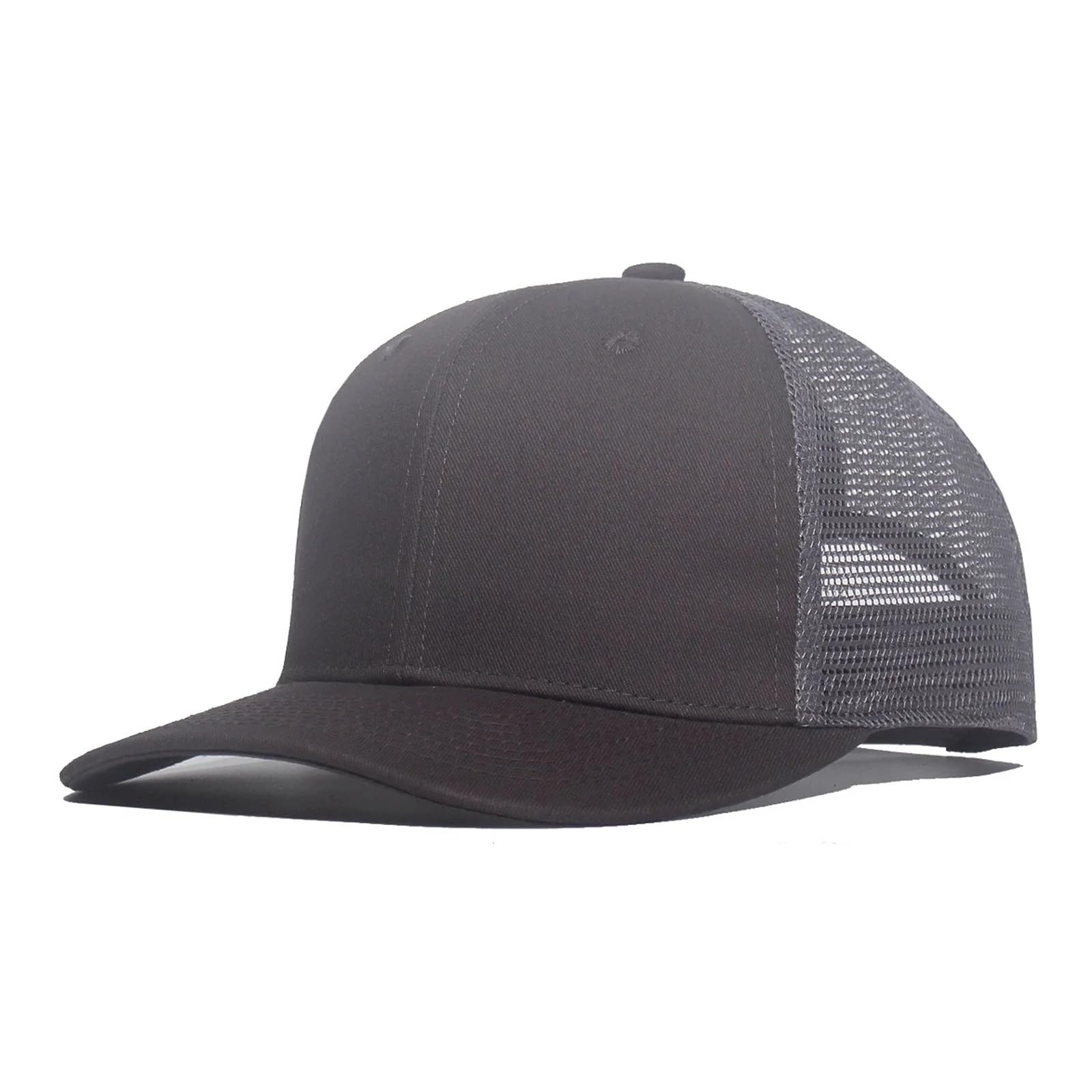 Gorra de béisbol en blanco con malla gris oscuro ajustable unisex 5