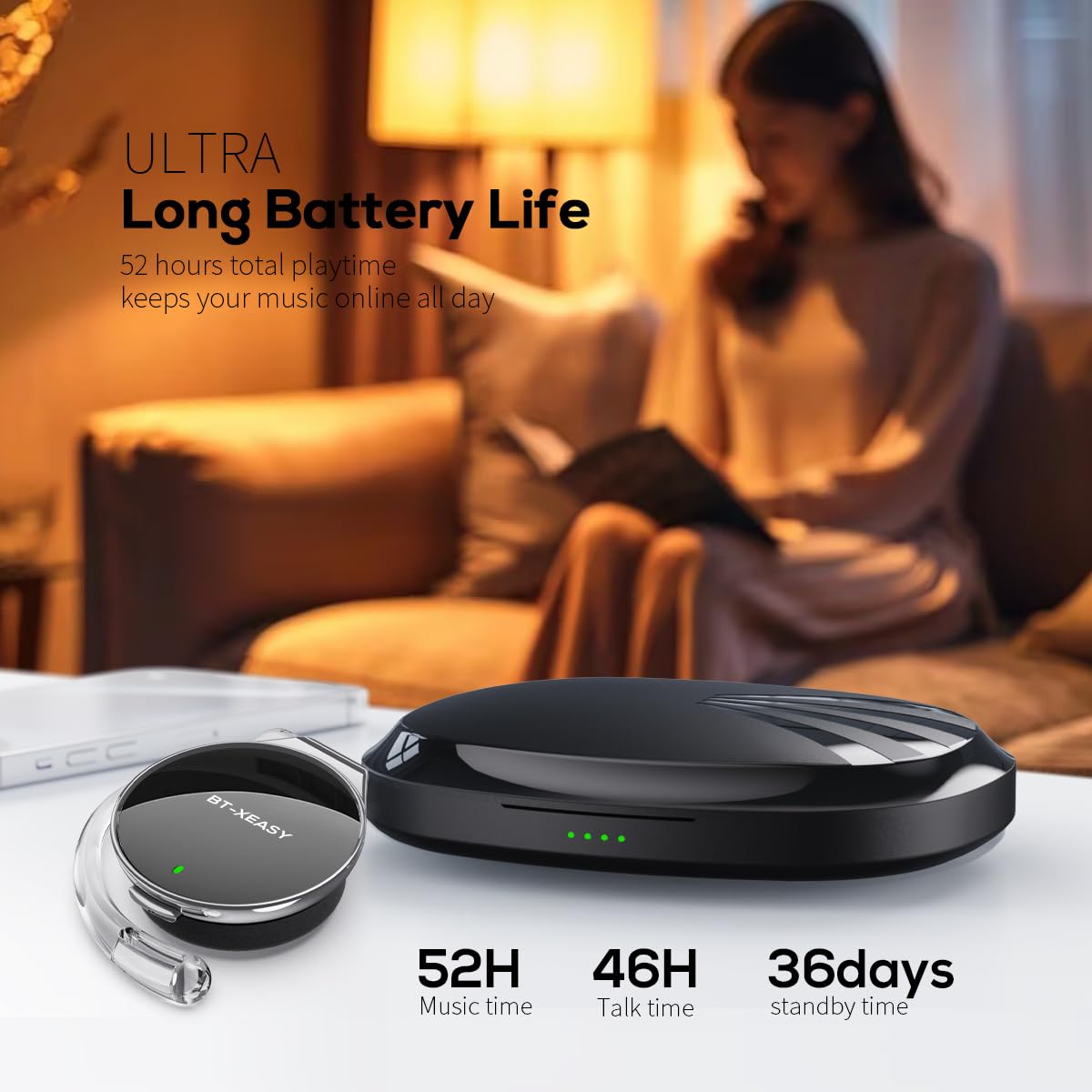 Open Ear Kopfhörer mit Mikrofon Bluetooth 5.4-52 Std Spielzeit, Kabelloses Over Ear Kopfhörer für Sport, Verbindung mit 2 Geräten, Clip On Design für Büro