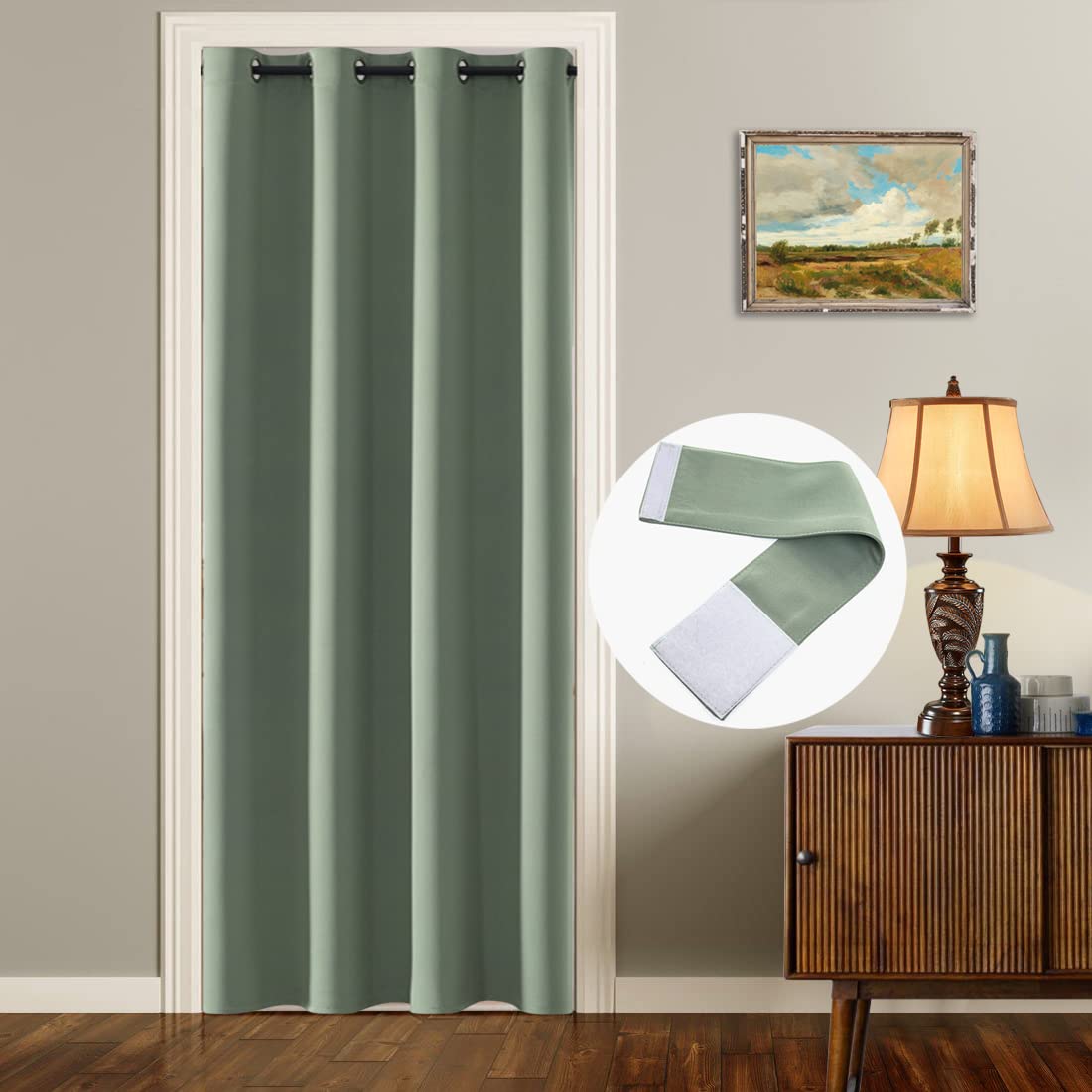 SHINELAND Room Divider Curtains,Boho Closet Door,80 Inches Long,Sage Green
