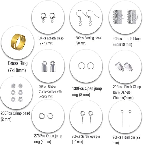Miniatura 2 de Reofrey Kit de suministros para hacer joyas con accesorios, alicates, hallazgos, alambres de cuentas, herramientas de reparación de principiantes