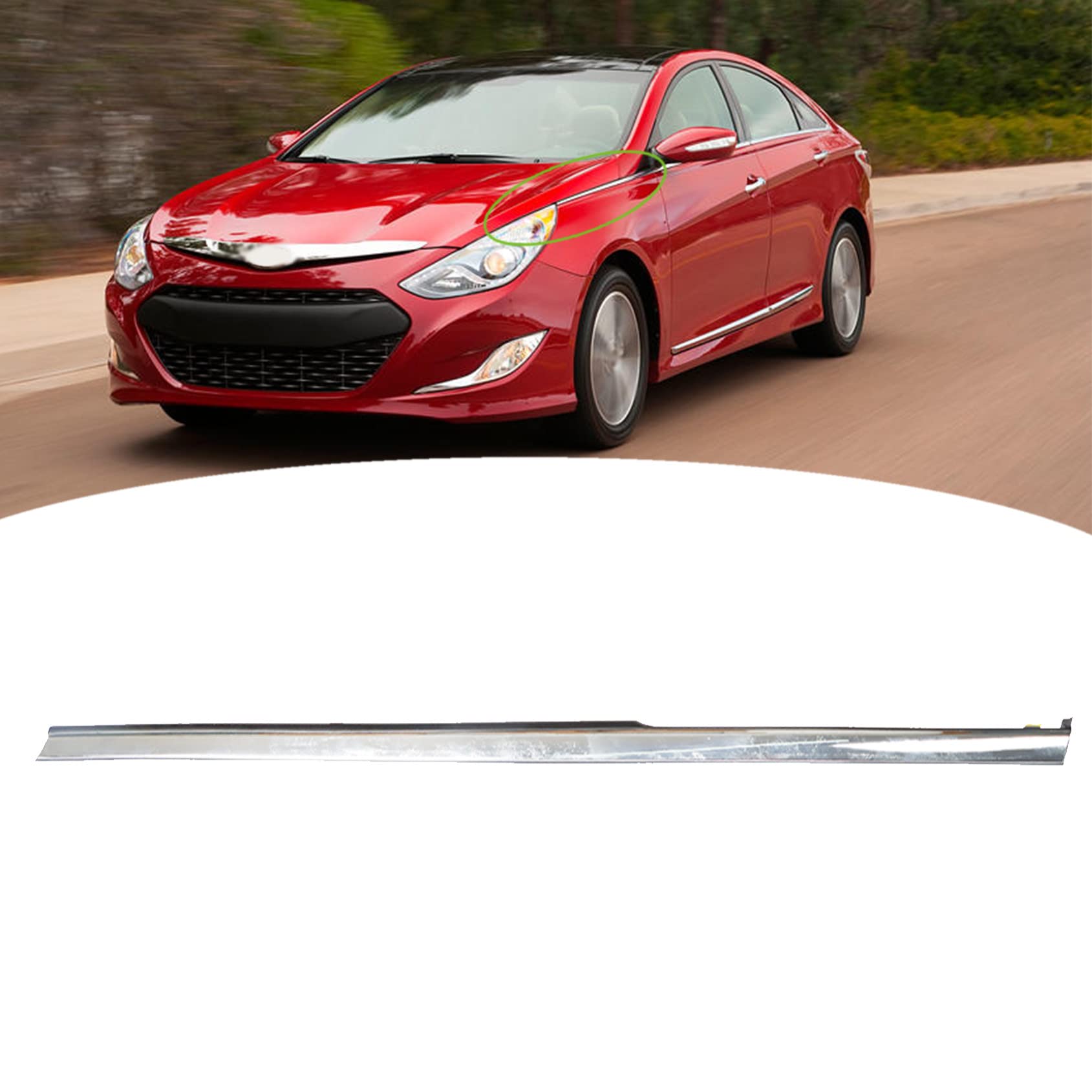 Photo 1 of ANTUKO Chrome Front Left Fender Molding Trim Replacement for 2015-2017 Sonata 87771C1000