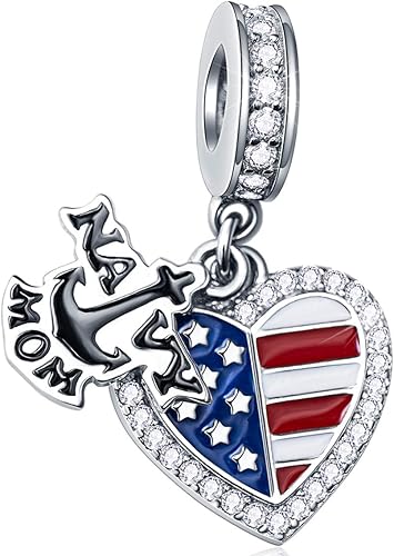 GEMDAZZ - Dijes de plata de ley 925 con tema del Día de la Madre - Dijes de búho azul para mamáhermanamadre y bebé, compatibles con pulsera de mujer