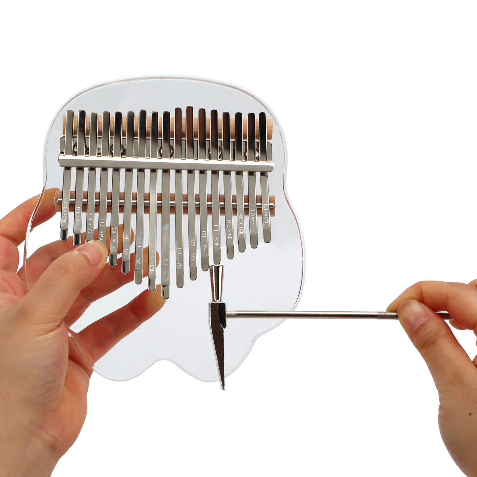 Kalimba 17-klawiszowy fortepian |Przezroczysty akryl i stal nierdzewna |Przenośne pianino palcowe dla początkujących/młodych/dorosłych |Ergonomiczne klawisze, dostrojone pod