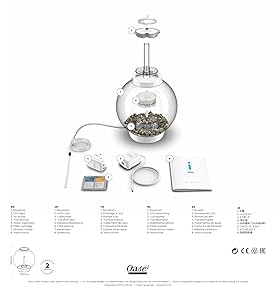 biOrb Classic 15 Acrylic 4-Gallon Aquarium with White LED Lights Modern Compact Tank for Tabletop or Desktop Display, Black-Trimmed Tank