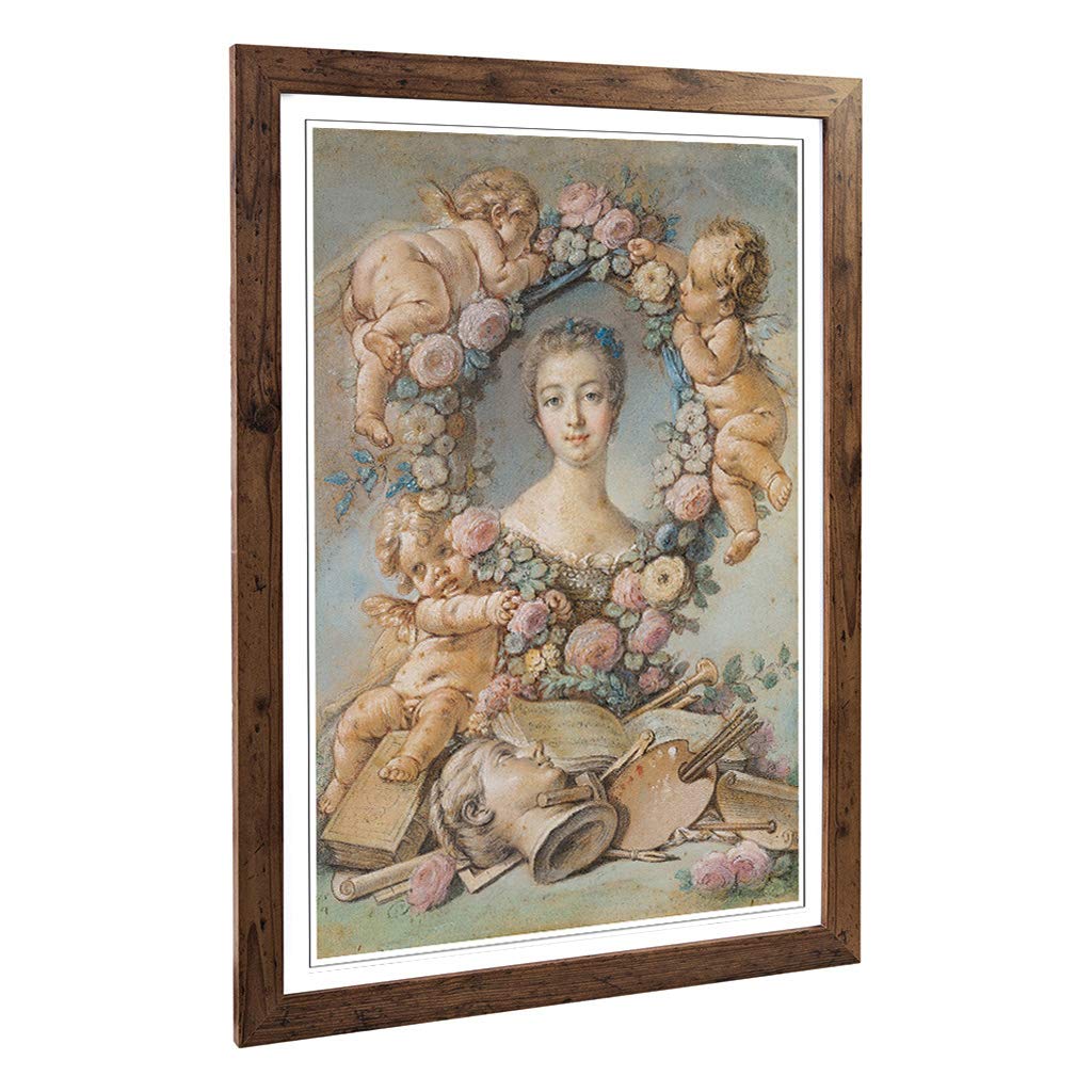 Big Box Art Framed Print of Francois Boucher Madame Pompadour Design | Wall Art Picture | Home Decor for Kitchen, Living Room, Bedroom, Hallway, Walnut, A2 / 24.5x18 Inch / 62x45cm