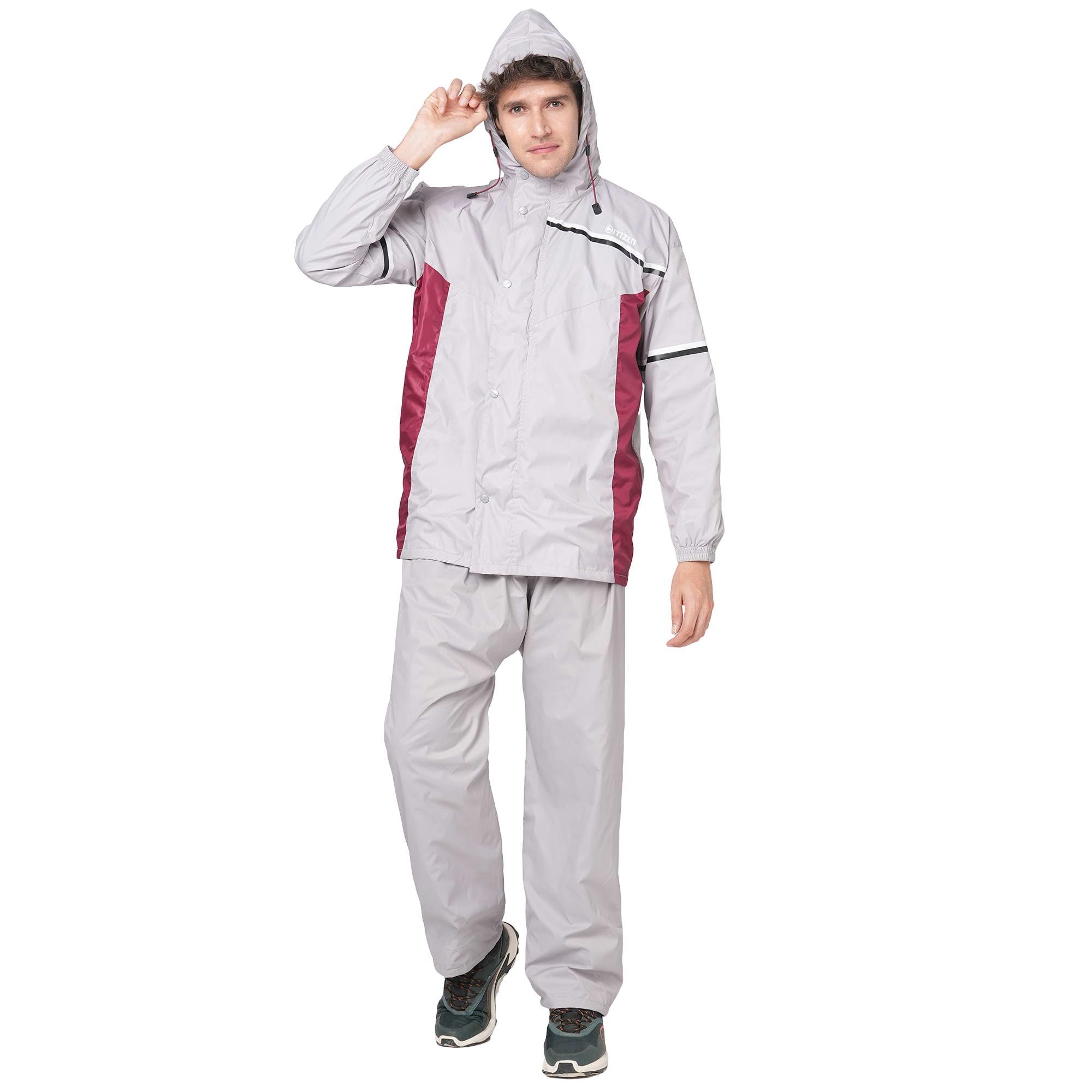 Hooded Raincoat for Men Women Waterproof for Bike Riders Hd Butter Fabric Lightweight Stylish Sealed Hood, Large Pockets, Heavy-Duty Zippers Rainwear with Carry Pouch-CR016