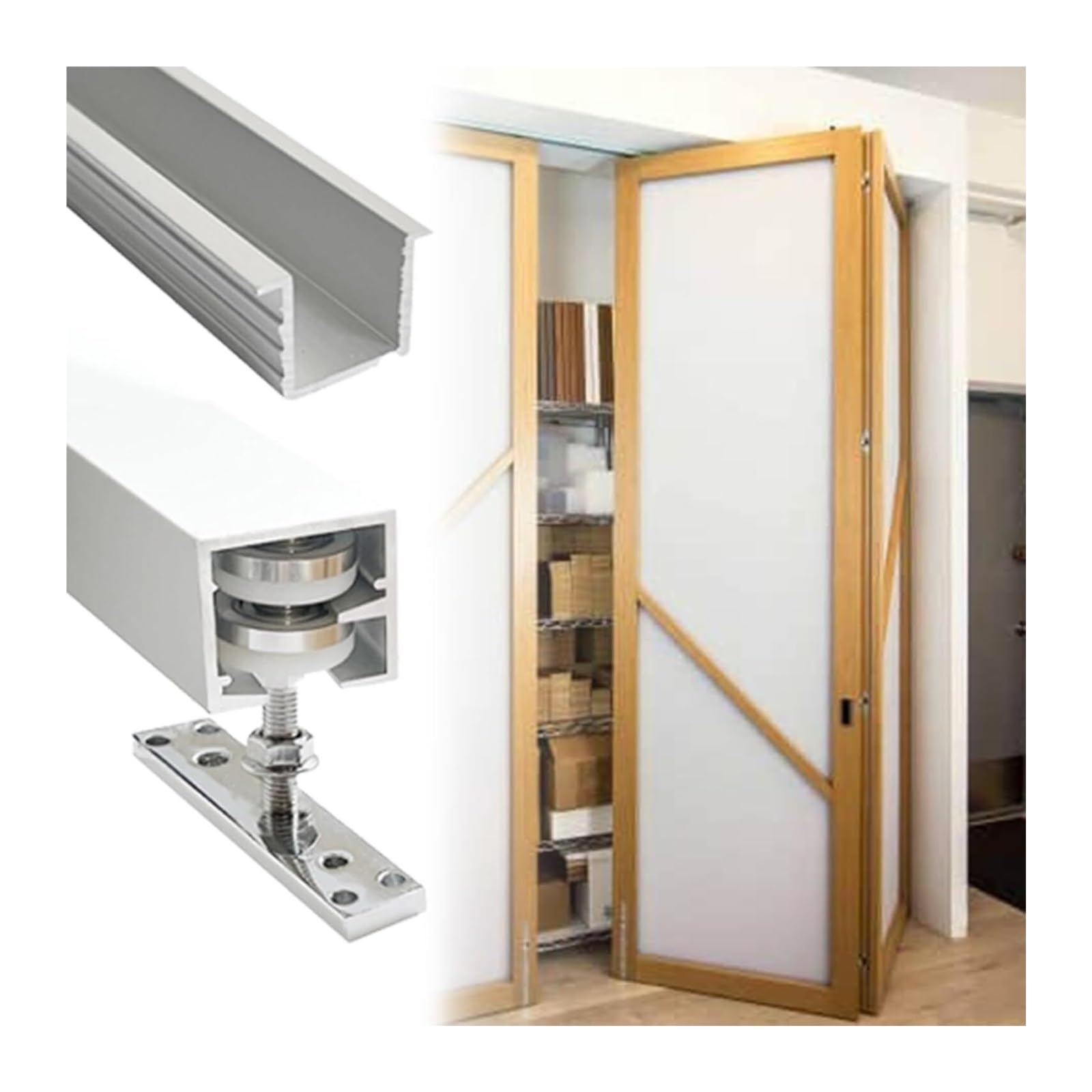 EBZFASO Sliding Door Track, Folding Sliding Closet Door Track Top Mount Kit(10-door(both Sides),4m/13.1ft)