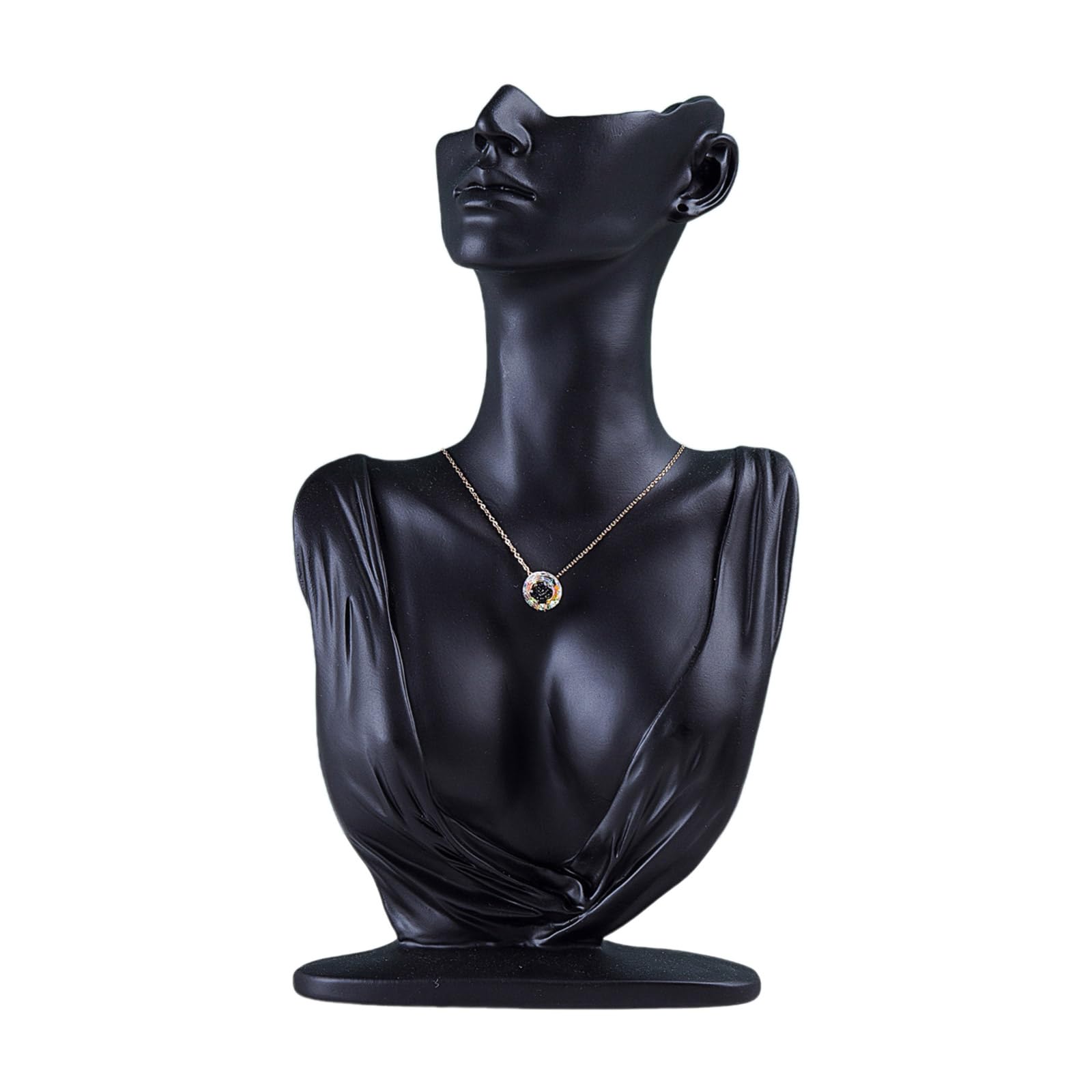 Kahdgss Women's Black Necklace Display Rack Elegant Mannequin Shaped Jewelry Organizer Earrings/Necklace Presentation Stand Collector Case