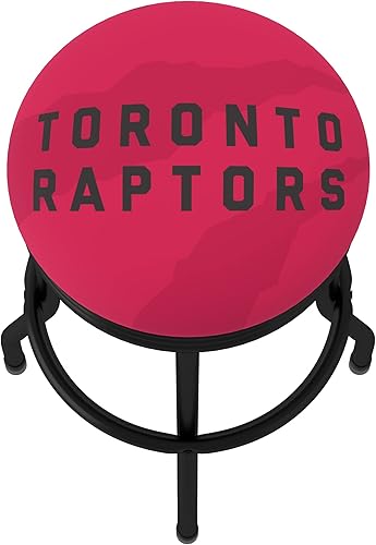 Miniatura 5 de Trademark Global Taburete de bar Toronto Raptors Fade con lado acanalado negro retro - Silla giratoria para sala de juegos, garaje o bar en casa