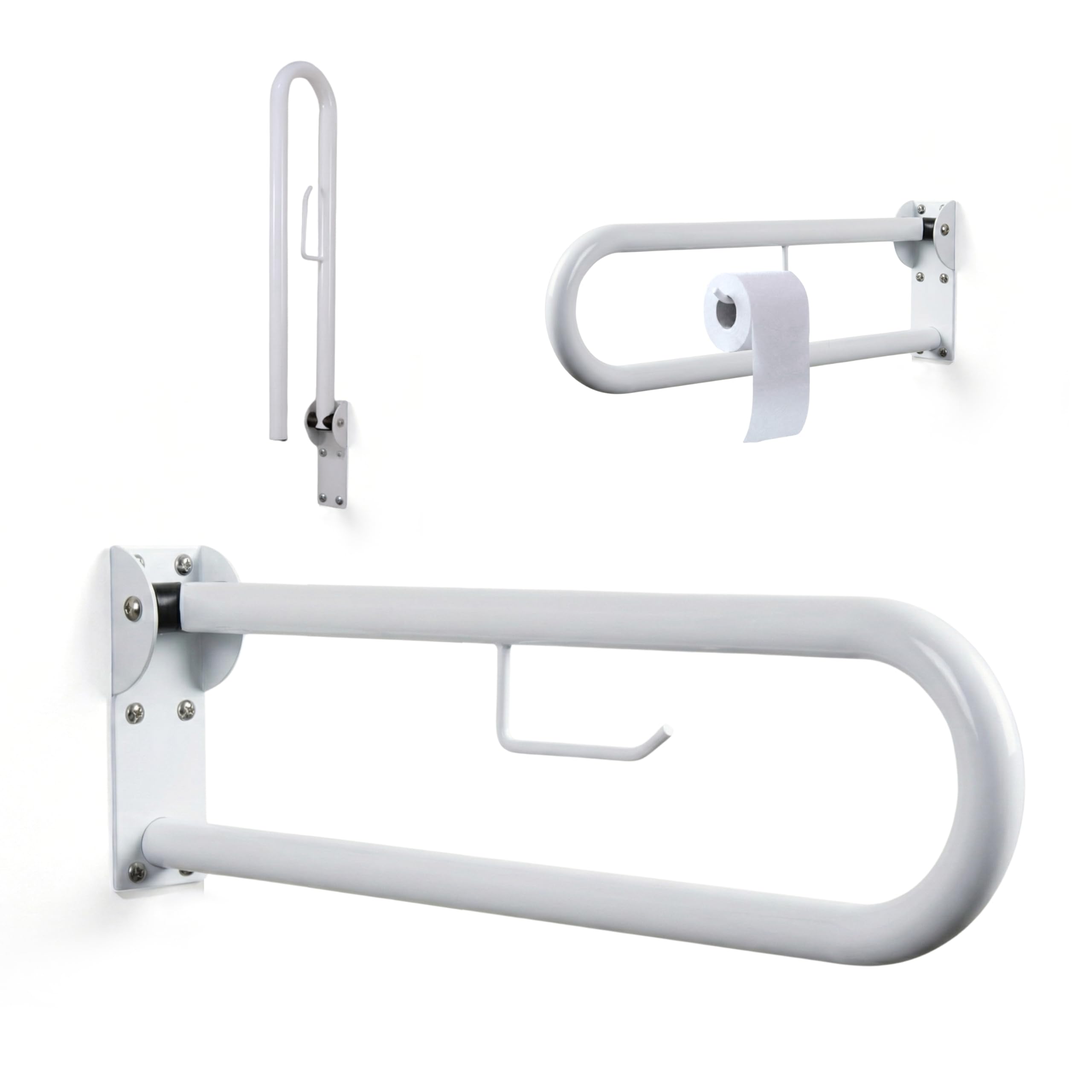 Mobiclinic, Maniglione bagno disabili, Arco, Pieghevole, Maniglia doccia anziani, Ribaltabile, Con portarotolo, Doppia wc, Maniglie di sicurezza, Ausili