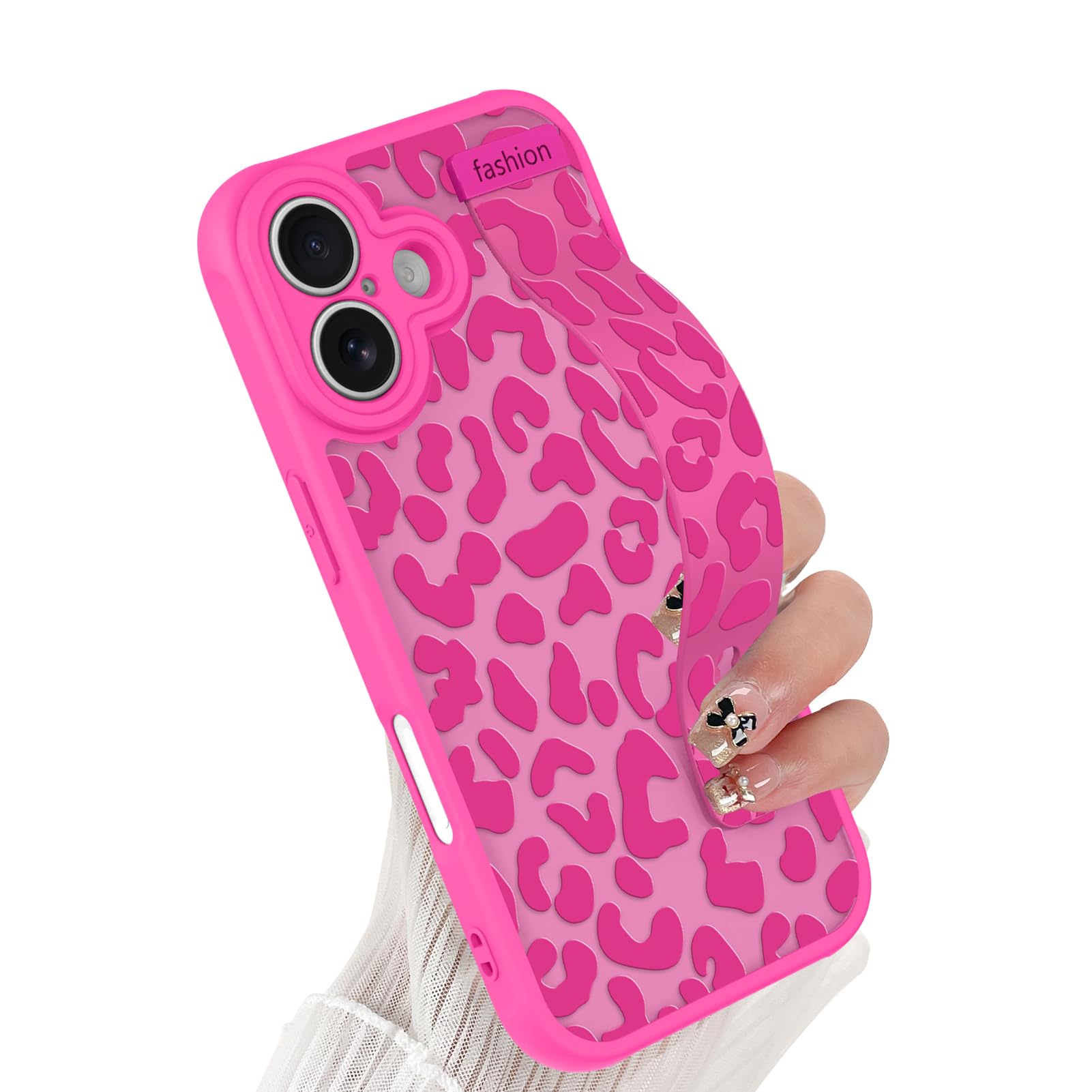 Coque iPhone 17 léopard avec sangle pour éviter les chutes