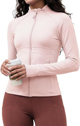 Waitfairy Zip Up Jackets for Women Yoga Gym Running Workout