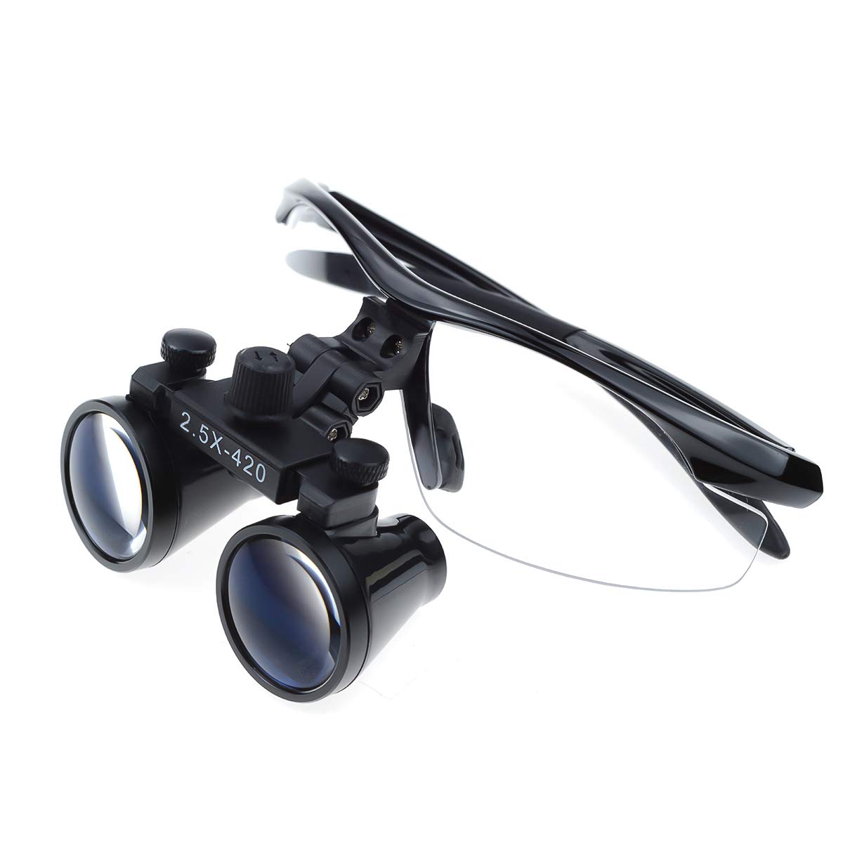 2.5X Portable Binocular Loupes 420mm Working Distance Optical Glasses (Black)