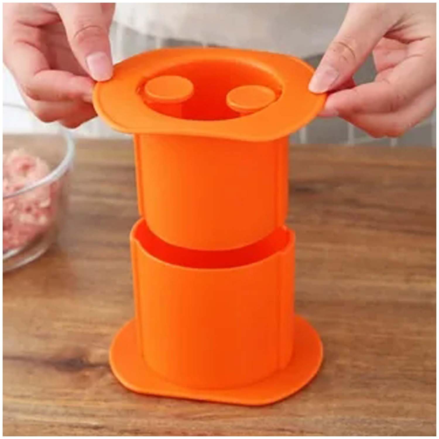 Presse Cevapcici Et Hot-Dog 7 Trous - Moule à Saucisses Orange, Gadget Cuisine Facile Pour Boulettes, Saucisses Et Plus