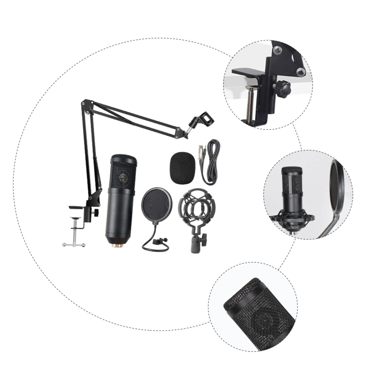 Abaodam Microfono a Condensatore Bm800 USB Nero per Streaming | Lega di Alluminio, Cardioide per Voce, Adatto a Studi di Registrazione Colore Casuale