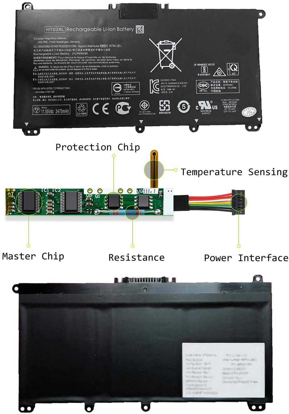 HT03XL HT03041XL L11119-855 Battery for HP Pavilion 15-CS 15-CW 15-DA 15-DB 15-DQ 15-DW 14-CE 14-CF 14-CK 14-CM 14-DH 14-DK 14-DQ 17-CA 17-by HSTNN-UB7 J HSTNN-DB8R HSTNN-DB8S L11421-2C2 L11421-542