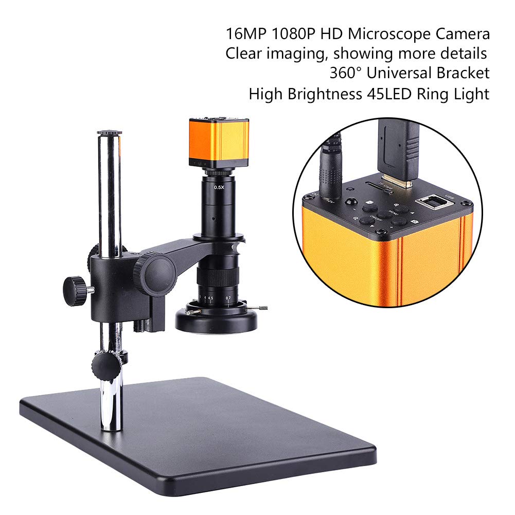 Fafeicy Mikroskopkamera 16 MP mit 45 LED Ringlicht, 32–205X Digitalzoom