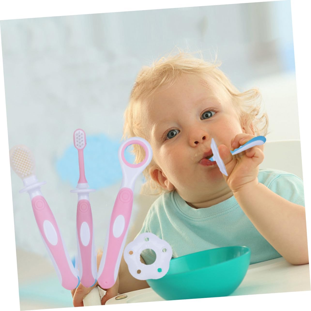 Training Toothbrush Kit with Ultrafine Soft Bristles for Oral Hygiene Food Grade Silicone Double-Sided Brush for Effective Teeth Cleaning and Gum Massage Non-Slip Grip Pink