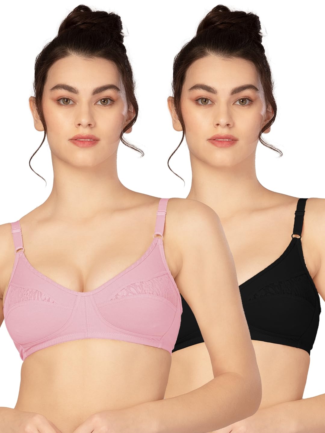Womens Cotton Spandex Bra Seamed Full Coverage Non-Padded Adjustable Strap Wire-Free U-Frame Bridal Bra for Girls - L0196-image-45