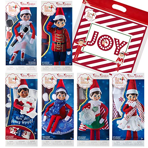 Elf on The Shelf Claus Couture Complete Scout Elf Accessories Pack, Set of 6 Outfits with Exclusive Joy Travel Bag