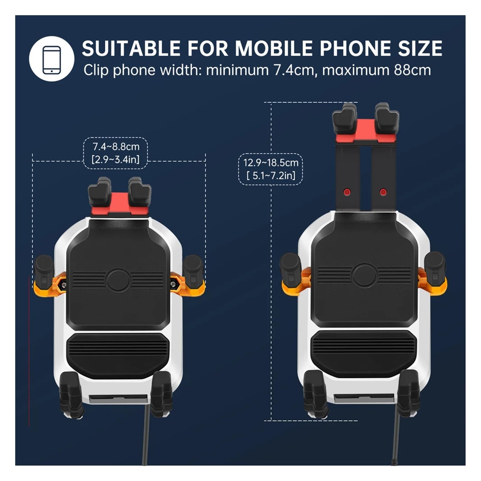 Support Téléphone Portable Télescopique 15W Support Chargement sans Fil Téléphone Portable Support Navigation Rotatif À 360 Degrés Résistant Aux Chocs Support Téléphone Moto avec(Handlebar)