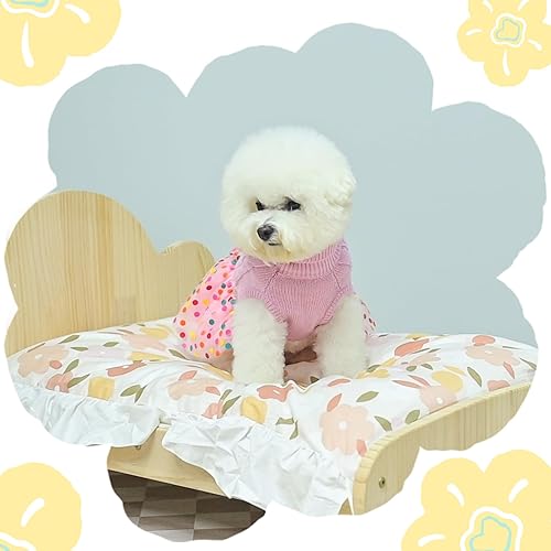Miniatura 7 de BEAUTYZOO Vestido de punto trenzado para perros pequeños con corbatín para perros pequeños y medianos, ropa de punto cálida de cuello alto, falda