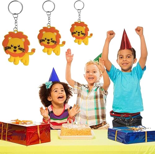 Miniatura 3 de iMagitek Paquete de 24 llaveros de león de animales de safari para recuerdos de fiesta temática de león, recuerdos de fiesta de safari en la selva,