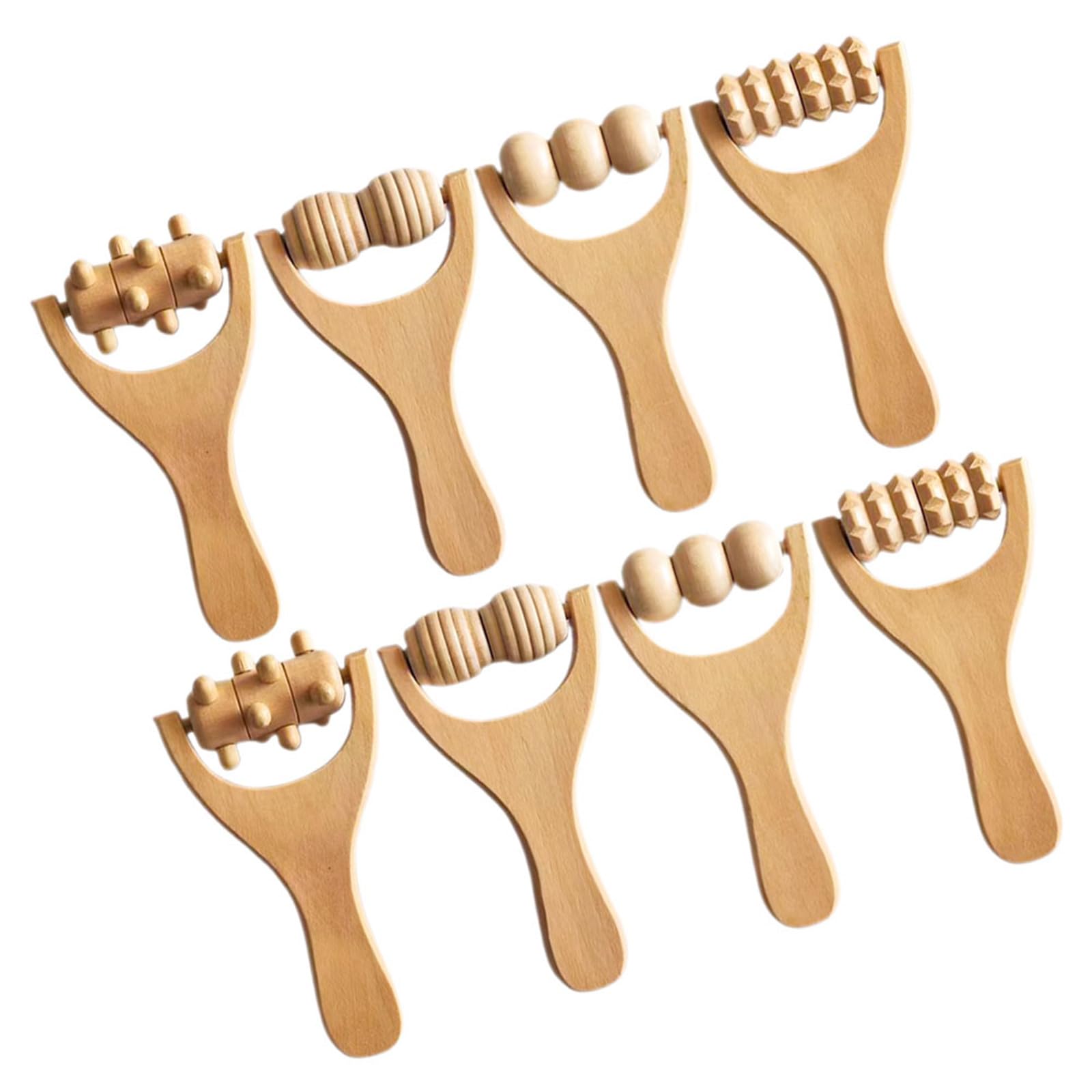 8pcs Rodillos Masajeadores De Madera Herramientas De Masaje Para El Cuello Espalda Pies
