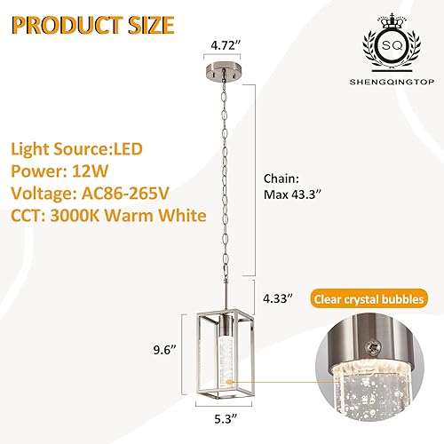 Miniatura 4 de Moderna lámpara colgante LED de níquel cepillado, mini lámpara colgante de burbujas de cristal para isla de cocina, fregadero, comedor, encimera,