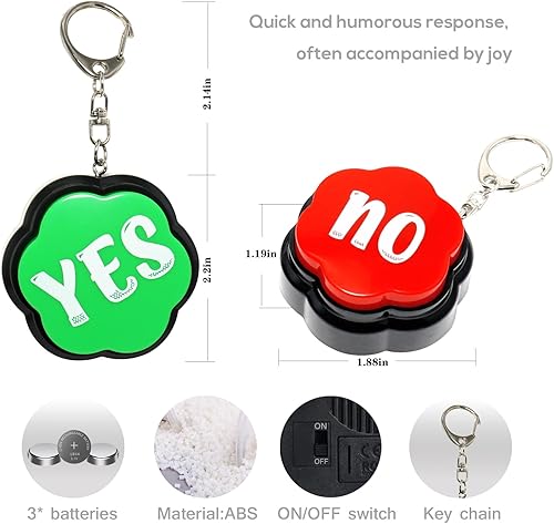 Miniatura 3 de Llavero portátil con botones de zumbador Sí y No con sonido, juego de 2 zumbadores de respuesta, zumbadores para espectáculos de juegos