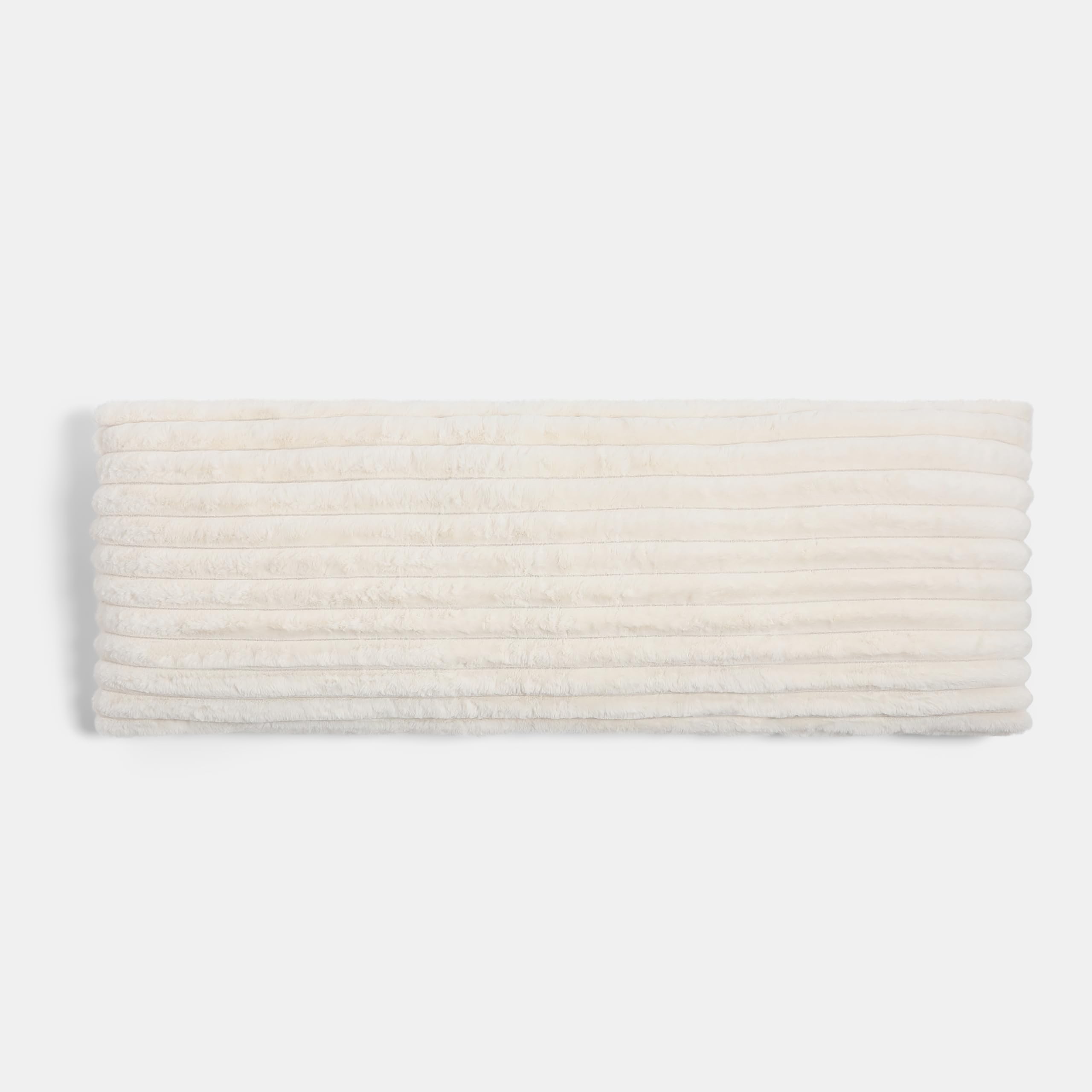 OHS Ribbed Bolster Pillow Fluffy Faux Fur Soft Long Pillows for Bed, Ivory